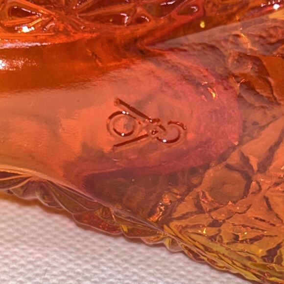 Fenton Daisy and Button Amberina Glass Slipper Shoe W/ Cat Glows Vintage - Picture 10 of 14